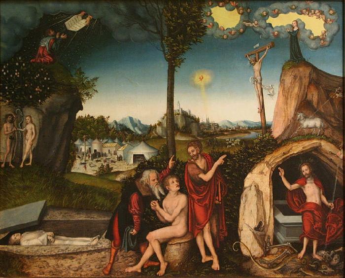 Lucas Cranach The Law and the Gospel oil painting picture